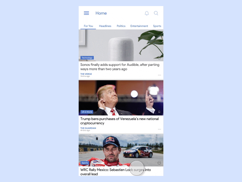 Parallax Effect In News App flinto image scroll motion graphics news parallax sketchapp ui