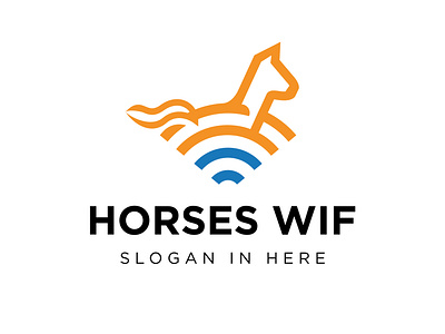Horses wifi vector design logo