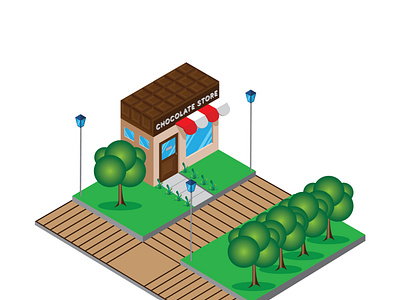 chocolate store design isometric vector illustration