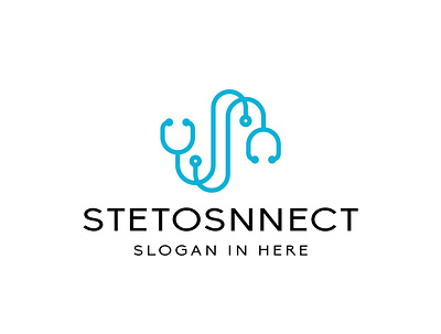 stetoscope twin connected logo abstract branding clinic company connected design doctor health app healthcare icon logo medical stetoscope twin typography ui