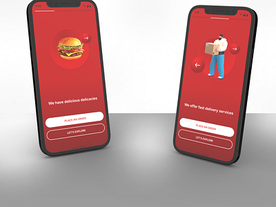 A mockup of onboarding screens of a food app
