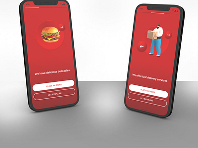 A mockup of onboarding screens of a food app food vendor mock up onboarding session