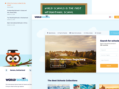 World Schools Homepage clean education flat homepage landing landing page portal ui ux web white space world schools