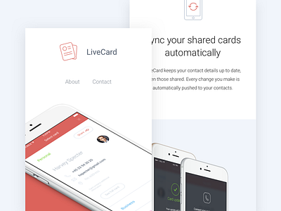 LiveCard - Contact manager for Android & iOS android ios mobile app ui ux web