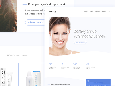 Website for premium whitening toothpastes seller ecommerce ehop flat landing page layout web design webpage