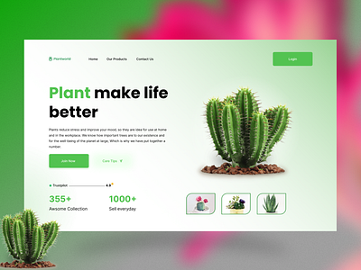 Plant Shop website Header design header design hero area landing page design plant header plant landing plant shop header plant shop website plant website ui ui landing page visual design web design website design