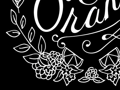 logo doodad lettering orange script wreath