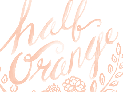 Half Orange h lettering logo o script watercolor wreath
