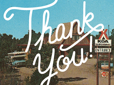 thank you hand lettering postcard script thank you
