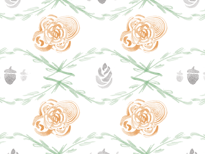 back of biz card pattern acorn floral pattern pinecone