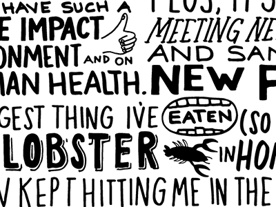 ad hand lettering lobster teeth thumbs up