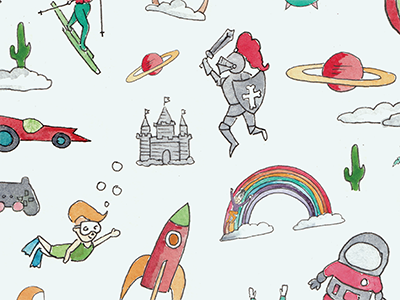 Dream Pattern book childrens dream kids book knight objects rainbow rocket saturn
