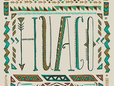 Huaco Texas Dos hand lettering huaco illustration native american