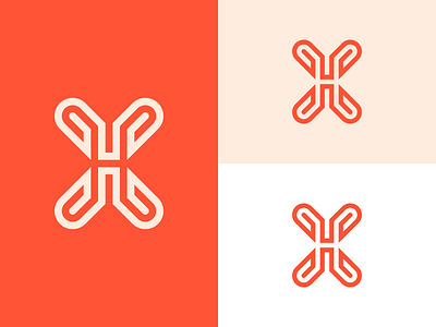 X or H or XH Logo alphabet design h letter lettering line logo simple vectors x xh
