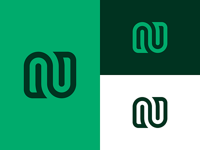 NU Monogram Logo alphabet branding green letter lettering line logo monogram nu simple vector