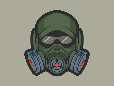 Attacker branding character design esports game gaming gas mask letter logo mascot vector