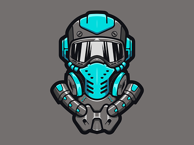Strongest Robot branding character design esports future game gaming helmet logo mascot nft robot simple vector