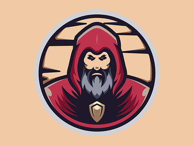 Old Wizard branding character circle design esports game gaming illustration logo mascot myth nft old simple vector wizard