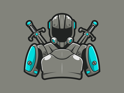 Sword Warrior army branding character design esports future gaming helmet illustration logo mascot nft robot simple sword vector warrior