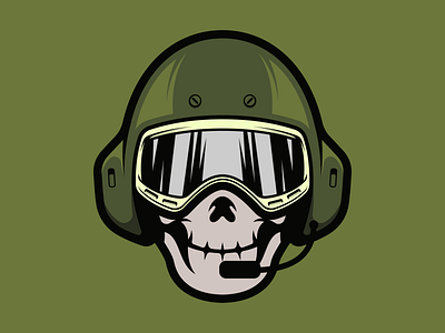 Skull Pilot army branding character death design esports gaming helmet illustration logo mascot nft pilot simple skull vector