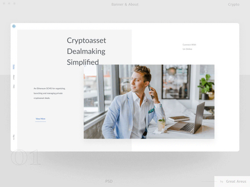 Landing page for brokers software in cryptocurrency field accounting blockchain business corporate crypto cryptocurrency digital currency exchange feature finance grid hero investment list statistics task team trade transaction wallet