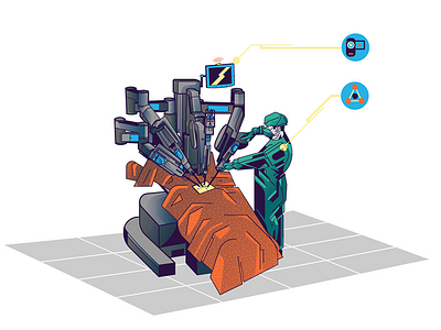 Editorial Illustration - Robotics in medicine. geometric illustration illustrator medical medicine robotic vetor