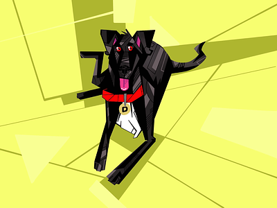 Mad dog 11 black django dog geometric illustration mad mad dog pet procreate