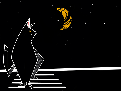 Tommy the cat black cat geometric illustration moon pet vector