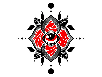 The eye of the rose black eye illustration logo oldschool procreate red rose tattoo