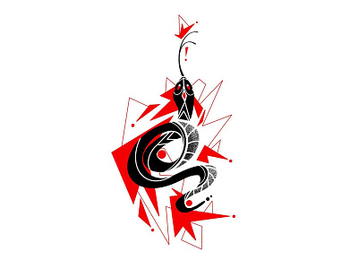 Boitatá black brazilian design fire geometric illustration myth red snake