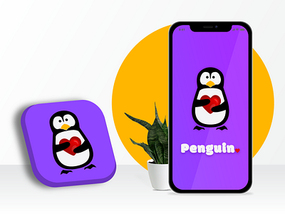 Mobile App Icon Design | Penguin Love - Dating App app icon app logo branding character design custom logo design graphic design icon design illustration mascot penguin vector