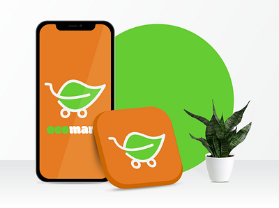 App Icon Design | EcoMart app icon app icon design app icon logo app logo app store branding cart custom logo design eco eco friendly graphic design illustration logo play store shop shopping store ui vector