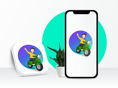 App Icon Design | Instant Delivery android app icon app icon design app icon logo app logo app logo design bike branding custom logo delivery delivery boy design graphic design illustration logo play store scooter tunioshahbaz ui vector