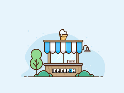 Ice Cream Shop blue cold food icecream illustration life summer