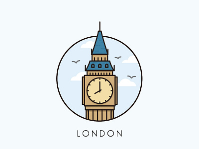 Big Ben! bigben blue building city clock illustration outline sky tower uk