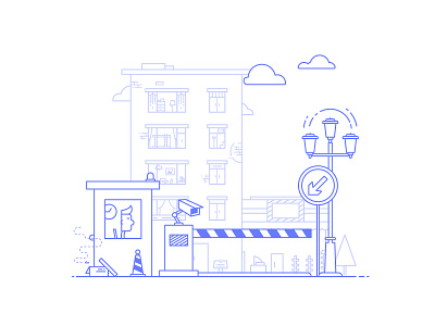 Part 2 community illustration out line parking security stop tollbooth