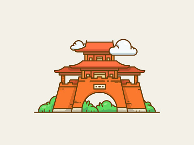 Pavilion ancient china cloud dynasty illustration line pavilion temple tower tradition wuhan
