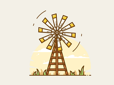 Windmill comet farm grassland illustration lawn meadow nature pinwheel village wind windmill winnower