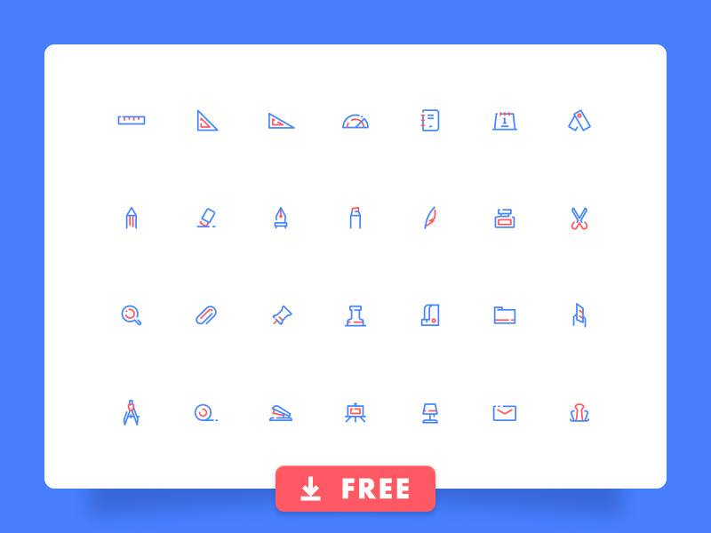 28 Free Stationery Icon Set stapler protractor feather pen download free eraser clip scissors simple line icons stationery