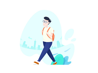 walk flat illustration man noise walk