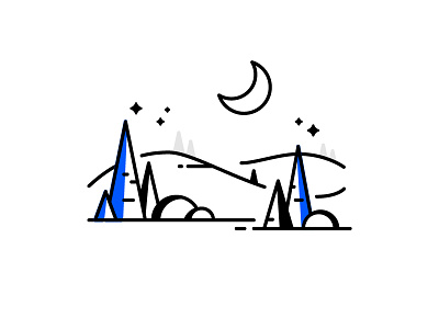 Forest adventure forest icon illustration jungle line moon mountain outline tree