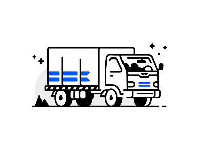 Truck camion deliver express icon illustration line lorry package traffic truck website