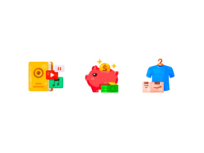 Icon set - 1 amazon bank book buy clothes collect cost finance flat icon icons illustration investment media media player money online shopping package shop ui