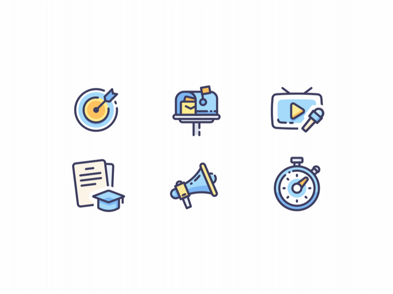 PowerPoint Icons bodymovin email entertainment icon linear loop lottie mail mailbox microphone outline paper powerpoint social speaker study target television timer vector