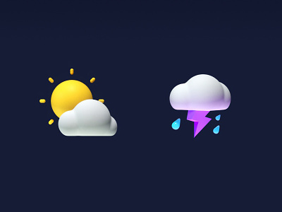 weather icon 3d c4d cartoon cloud icon octane rain render sun sunny thunder weather weather icon