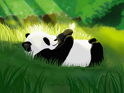summer panda design green illustration panda