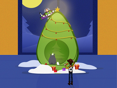 Avocado Christmas illustration toy story
