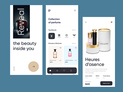 Mobile App - Perfume branding chanel design designstudio fragarance ga graphic design hogoco hogoco design studio hogocostudio jaguar lv mobile mobile app perfume sivinhogoco ui ux versace webdesign