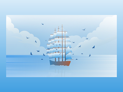 "Mystery" Face - Mother Earth 2020 birds branding clouds gradient graphicdesign illustration ocean reflection shadows ship sky vector