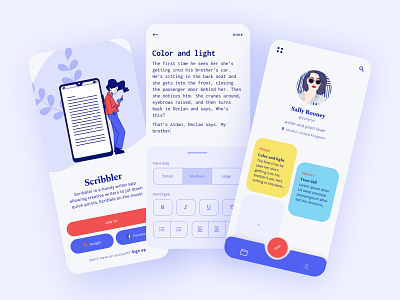 Scribbler - Writing App app clean design illustration minimal mobile mobile app design mobile ui ui ux uxdesign uxui
